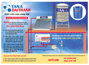 Bộ ba kết hợp bồn nước tân á, máy nước nóng năng lượng mặt trời tân á và bình nóng lạnh Rossi